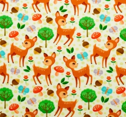 Teplákovina potisk srnečky a motýlci na smetanové