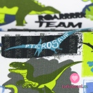 Úplet potisk zelení dinosauři mezi nápisy