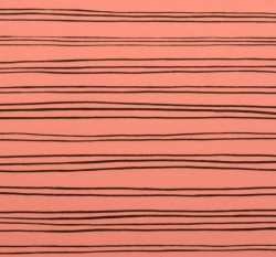 Teplákovina počesaná potisk nepravidelné proužky na růžové, BIO