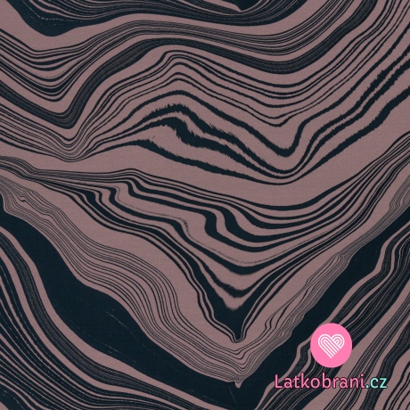 Teplákovina s příměsí modalu potisk abstraktní vrstvy na růžové