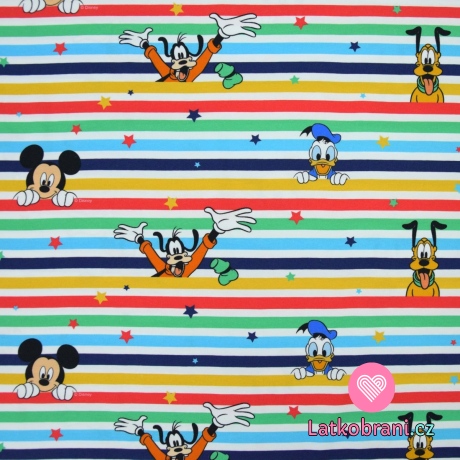 Úplet potisk Mickey a jeho kamarádi na barevných pruzích 
