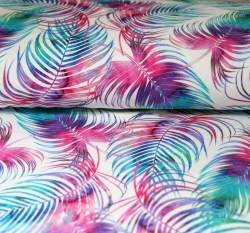 Teplákovina duhová pírka na smetanové