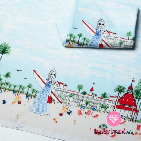 Látkový balíček - bordura bavlna dívka na pláži