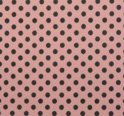 Silky / umělé hedvábí / pavučinka potisk černé puntíky na růžové 