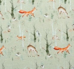 Warmkeeper potisk lesní zvířátka v lese na béžové