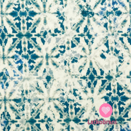 Funkční úplet "mléčné hedvábí" modro - bílá batika