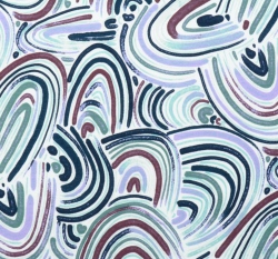 Teplákovina počesaná džínově modré čáry na bílé 