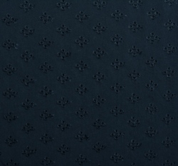 Viskóza s dírkovanou výšivkou kytiček na námořnické modré