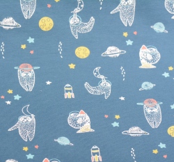 Úplet potisk lenochodi ve vesmíru na tmavomodré 