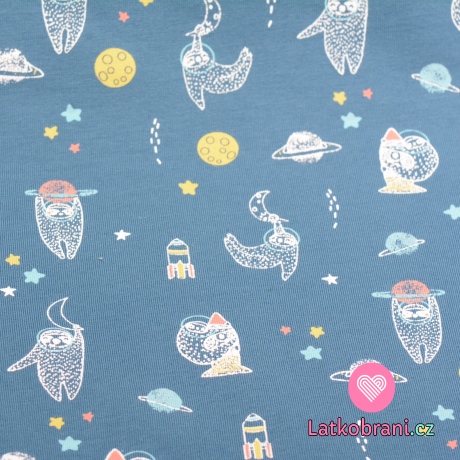 Úplet potisk lenochodi ve vesmíru na tmavomodré 