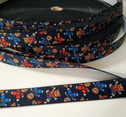 Pruženka šlová medvídci na modré 25 mm