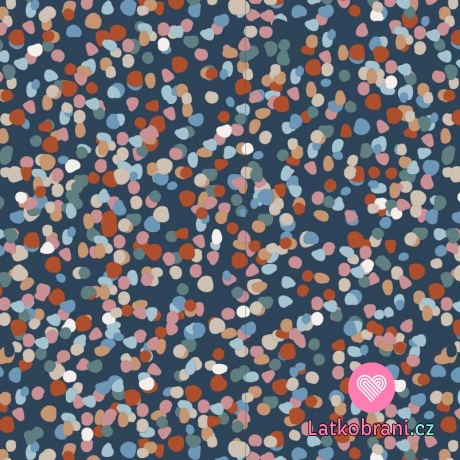 Úplet potisk nepravidelné puntíky na námořnické modré 