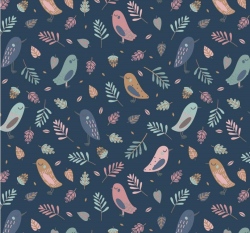 Úplet potisk ptáčci na námořnické modré 