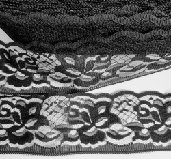 Krajka silonová černá květy 70 mm 