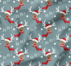 Teplákovina potisk sobíci v šále a čepici na zaprášené modré