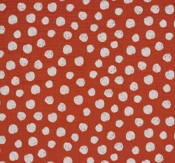 Dvojitá gázovina / mušelín nepravidelné puntíky na cihlové, BIO