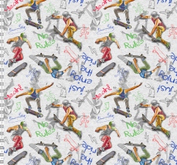 Teplákovina potisk skateboardista v akci na šedém melé