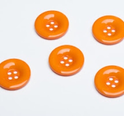 Knoflík hladký, lesklý, oranžový 30mm