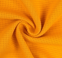 Bavlněný vaflový úplet jednobarevný hořčicový