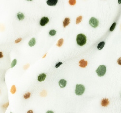 Wellness fleece nepravidelné puntíky do zelena na bílé