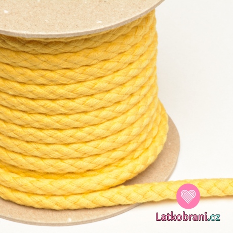 Šňůra oděvní bavlněná žlutá 8,8 mm