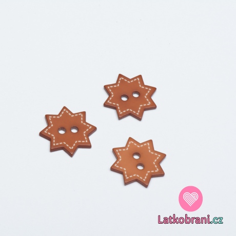 Knoflík vánoční hvězdička hnědá 