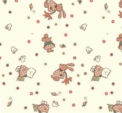 Úplet potisk kočičky, myšky a zajíčci na smetanovém podkladu