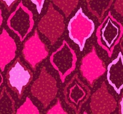 Úplet potisk růžové ornamenty na vínovém podkladu