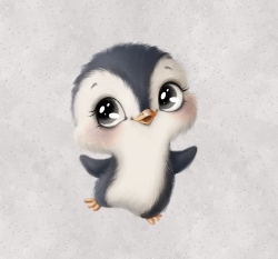 Panel roztomilý tučňáček na šedém podkladu