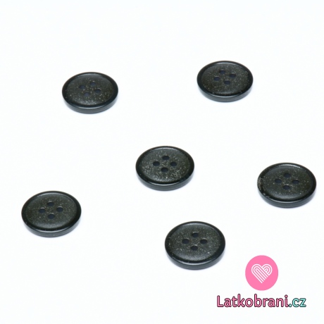 Knoflík kulatý, matný, černý s tmavě šedým prostředkem
