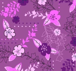 Úplet potisk květiny na fialové 