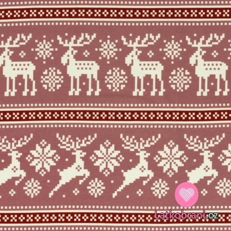 Teplákovina bílý sob na starorůžové