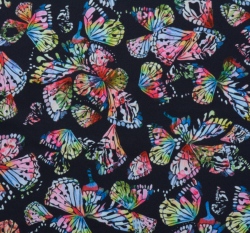 Softshell potisk barevní motýli na černé s fleecem