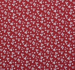 Bavlněné plátno drobné bílé kytičky na červené 