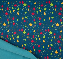 Softshell barevné konfety na petrolejové