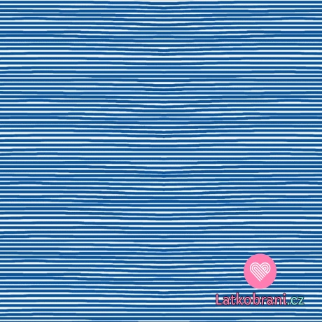 Úplet modré úzké proužky na bílé 