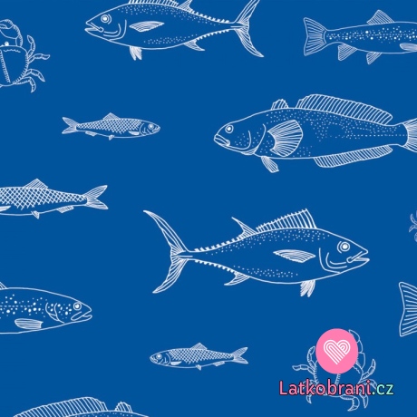 Úplet mořský svět na modré 