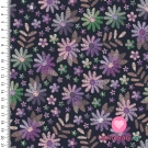 Úplet potisk "vyšívané" fialové květiny na námořnické modré 