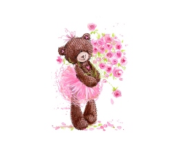 Panel medvídě baletka s kyticí růží