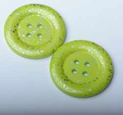 Knoflík velký zelený se stříbrnými cákanci