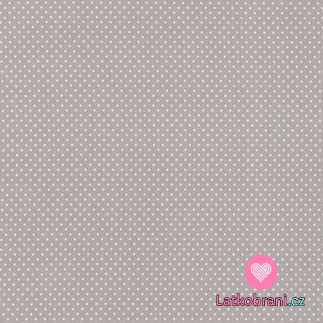 Úplet potisk malé bílé puntíky na šedé