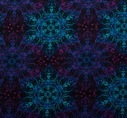 Teplákovina potisk elegantní mandaly ve tvaru sněhových vloček na černé