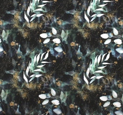 Šusťák lístečky se zlatým prachem na černém podkladu