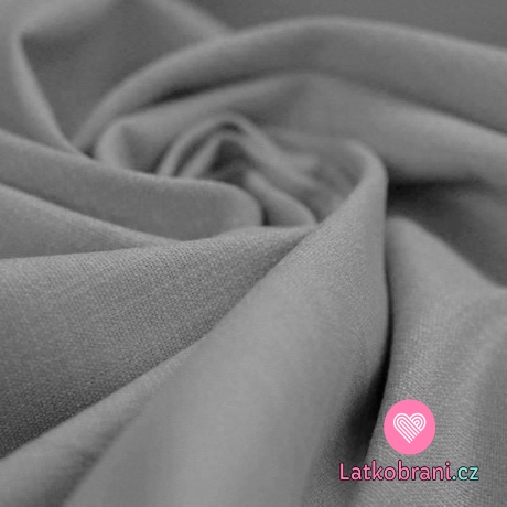 Strečová lněná látka jednobarevná šedá