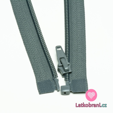 Zip spirálový dělitelný šedý tmavší 55cm