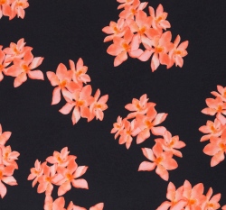 Úplet potisk rozkvetlé korálové magnolie na černé