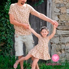 Úplet potisk dračí ovoce na modré 