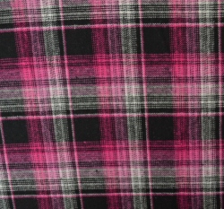 Bavlněný flanel růžovočerná kostka