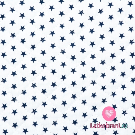 Bavlněný prošev oboustranný,  potisk hvězdičky na bílé a puntíky na námořnické modré 