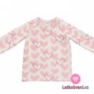 Úplet potisk růžová srdíčka na bílé 